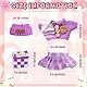 4 Stück Bekleidung für 17cm Puppen, Mini Plüsch Kleidung Zubehör Set für Plüsch mit Stricktop Rock Mütze Tasche für Jungen Mädchen Geschenke (Ohne Puppe) (Lila)