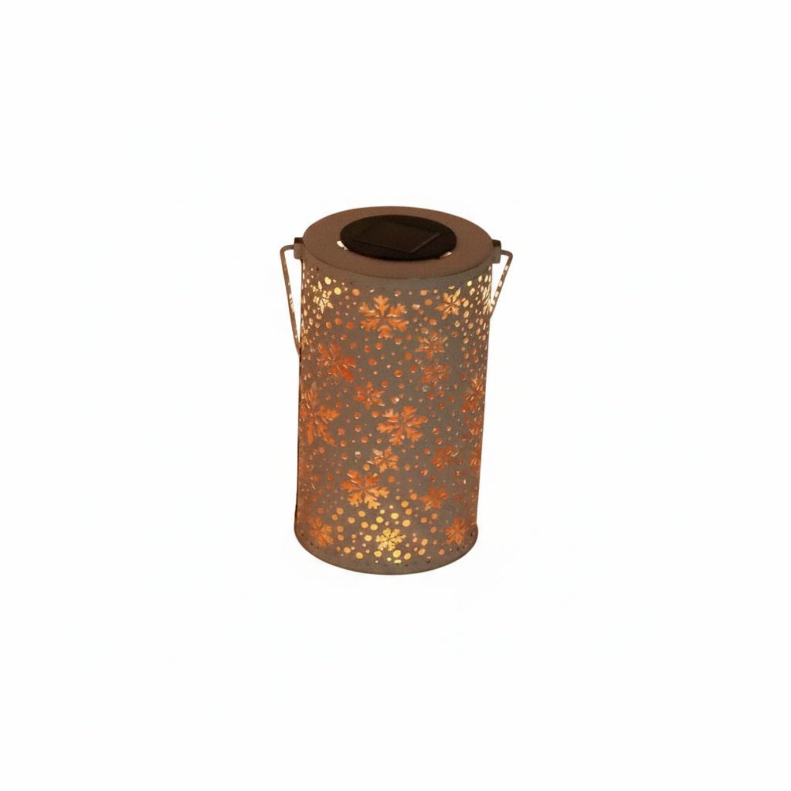 Wrought Iron Hanging Lantern Hollow Projection Lamp Solar Shadow Casting Light for Garden, Patio, Yard, Pathway, Snowflake Pattern-image-20