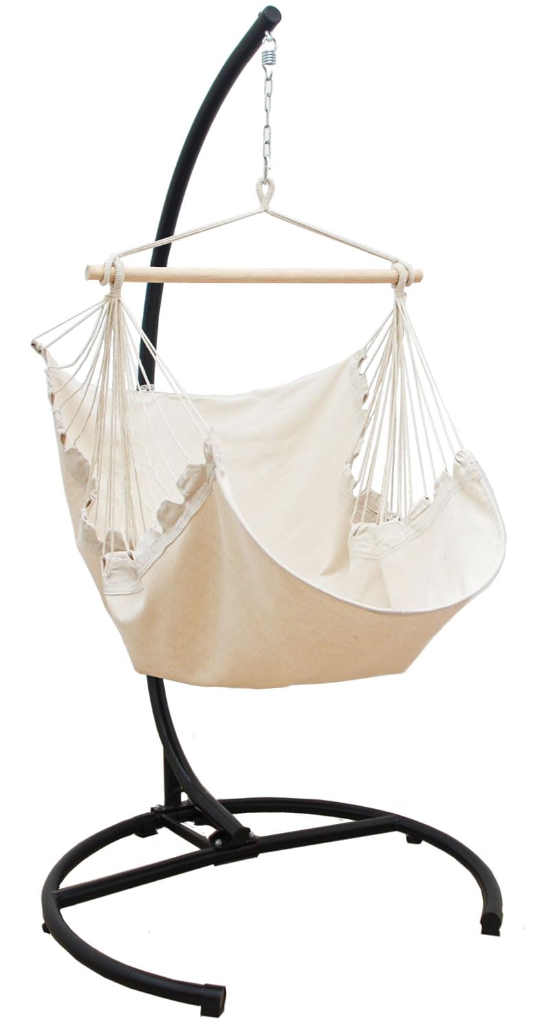 AMANKA Hängesessel mit Gestell Outdoor - 210cm Ständer mit XL Relaxsessel - Gartenschaukel für Erwachsene