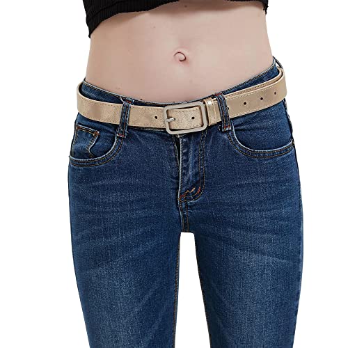 Weixuero Women Bling Gold Leather Belts Shiny Wide Waist Belt Club Party Jeans Pants Dress Glitter Golf Belt Gold M #TOP3
