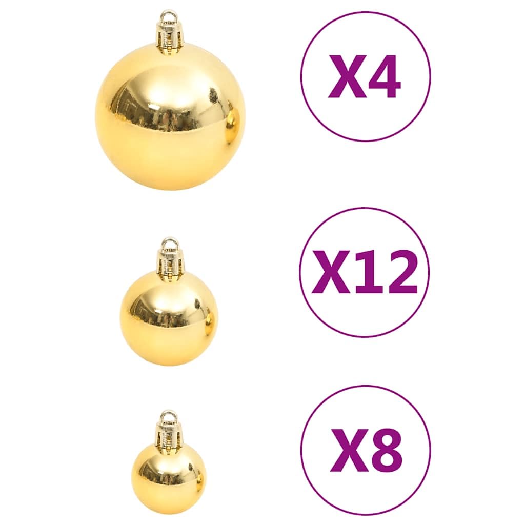 Lot de 111 boules de Noël dorées en polystyrène incassables de 3 cm, 4 cm et 6 avec flocons de neige, étoiles et dentelle, mat, pailleté, brillant et creux