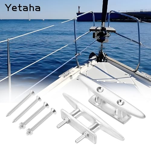 Yetaha 4 Zoll Klampe, Bootsklampe aus Edelstahl, Festmacher Klampe 10 x 5,5 x 2,5 cm mit Schraube sowie Muttern für Yacht Marine