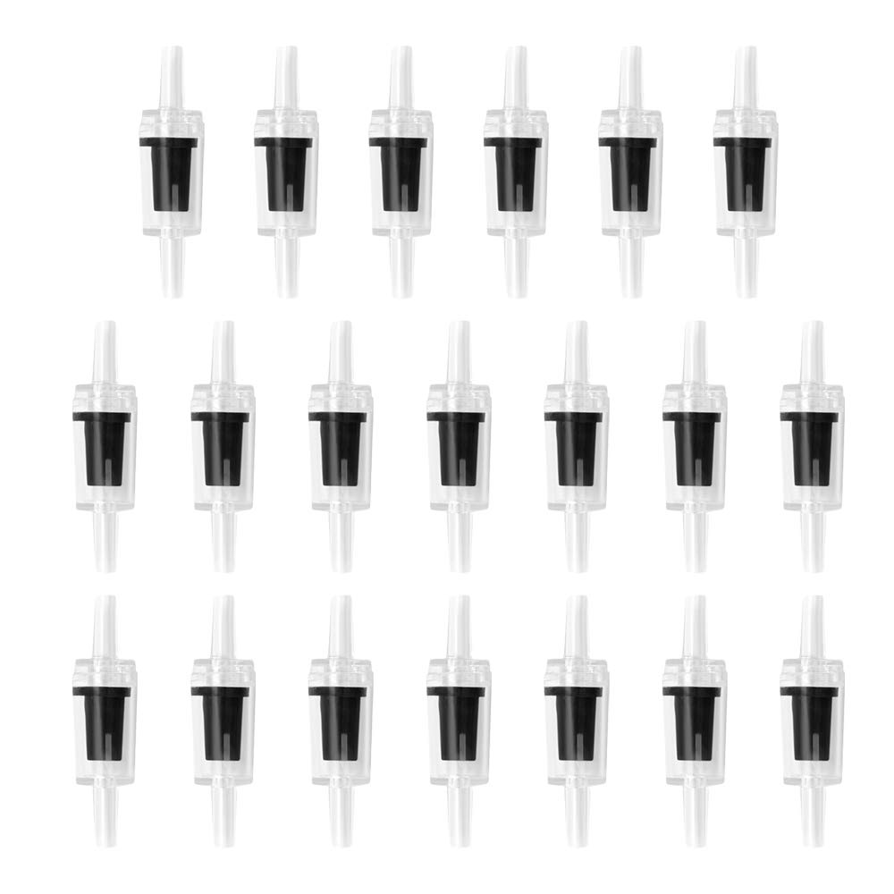 TAIKUU 久の物 20 PCS Aquarium Air Pump Check Valves One Way Plastic Non-Return Check Valves for Fish Tank Aquatic Accessories Supplies, Black 4mm (Black)