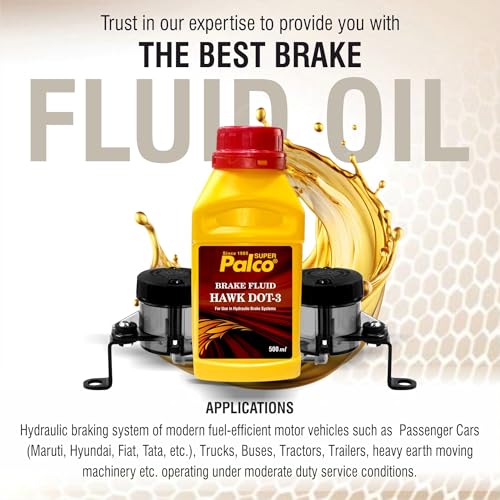 Image of PALCO Brake Fluid DOT 3 for Car & Bike | Hydraulic Brake Oil For Disc & Drum Brake as well as Brake Cleaner | Including ABS System & Hydraulic Clutch System | DOT 3 Brake Oil (500 ml) Pack of 1