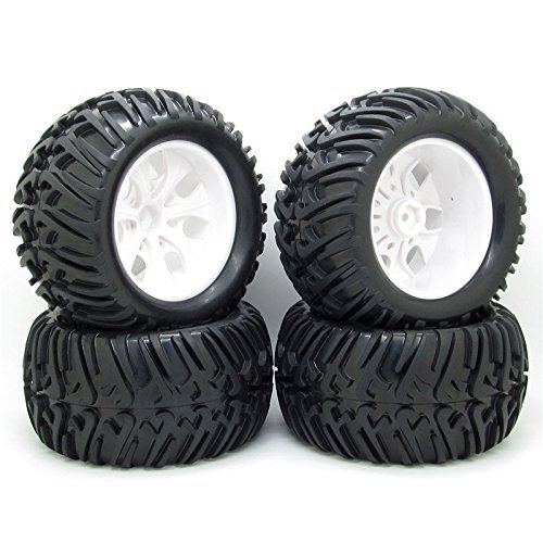 4x 128mm RC 1/10 Monster Truck Bigfoot Tyre Tires &12mm HEX Wheel Rim Hub for HSP