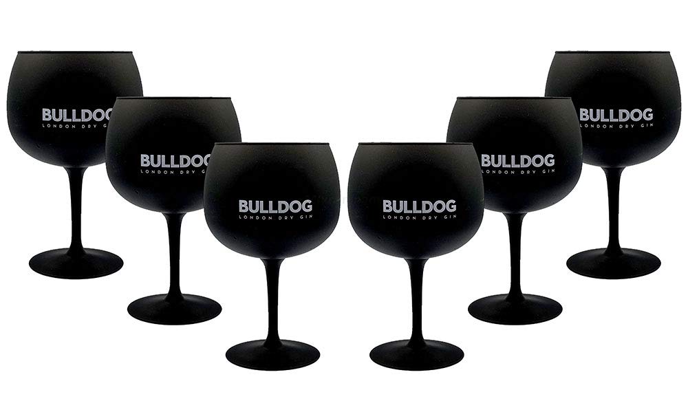 Bulldog Ballon Glas / 6er Set Stilglas / 6x Gin Tonic Gläser in schwarz