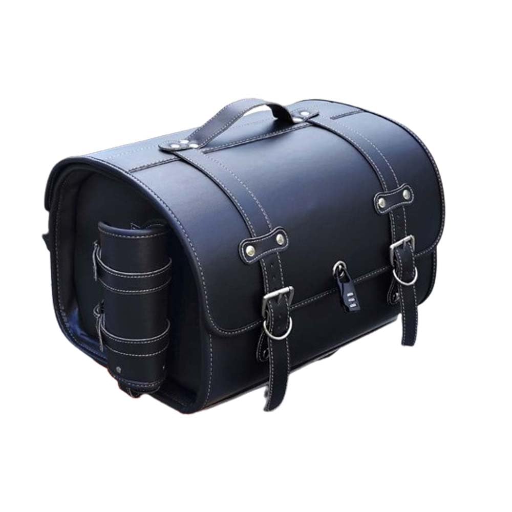Bauletto per Harley Davidson Softail Custom 1986-2018, Grande Capacità Valigia Moto Impermeabile Portatile, Baule per Il Casco, B Black