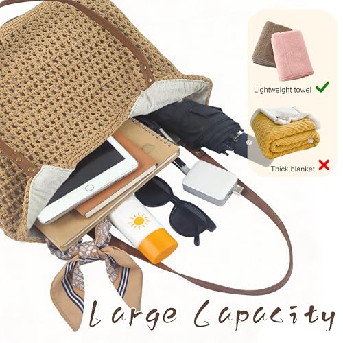 Bolso de Playa de Crochet, Bolsa Tote Tejida, Boho para Mujer miniatura 4