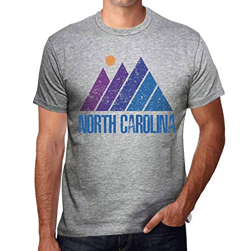 Uomo Maglietta Montagna Carolina del Nord – Mountain North Carolina – T-Shirt Stampa Grafica Divertente Vintage Idea Regalo Originale alla Moda Grigio Chiazzato 4XL