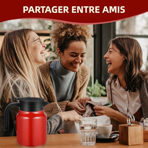Pichet à café en acier inoxydable 304 au design premium rouge