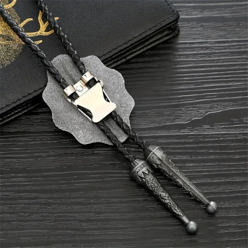 Image of HUABOLA CALYN Native American Bolo tie Rodeo Cowboy Leather Necktie Western Bolo ties for Men Women Necktie for Concert Fans
