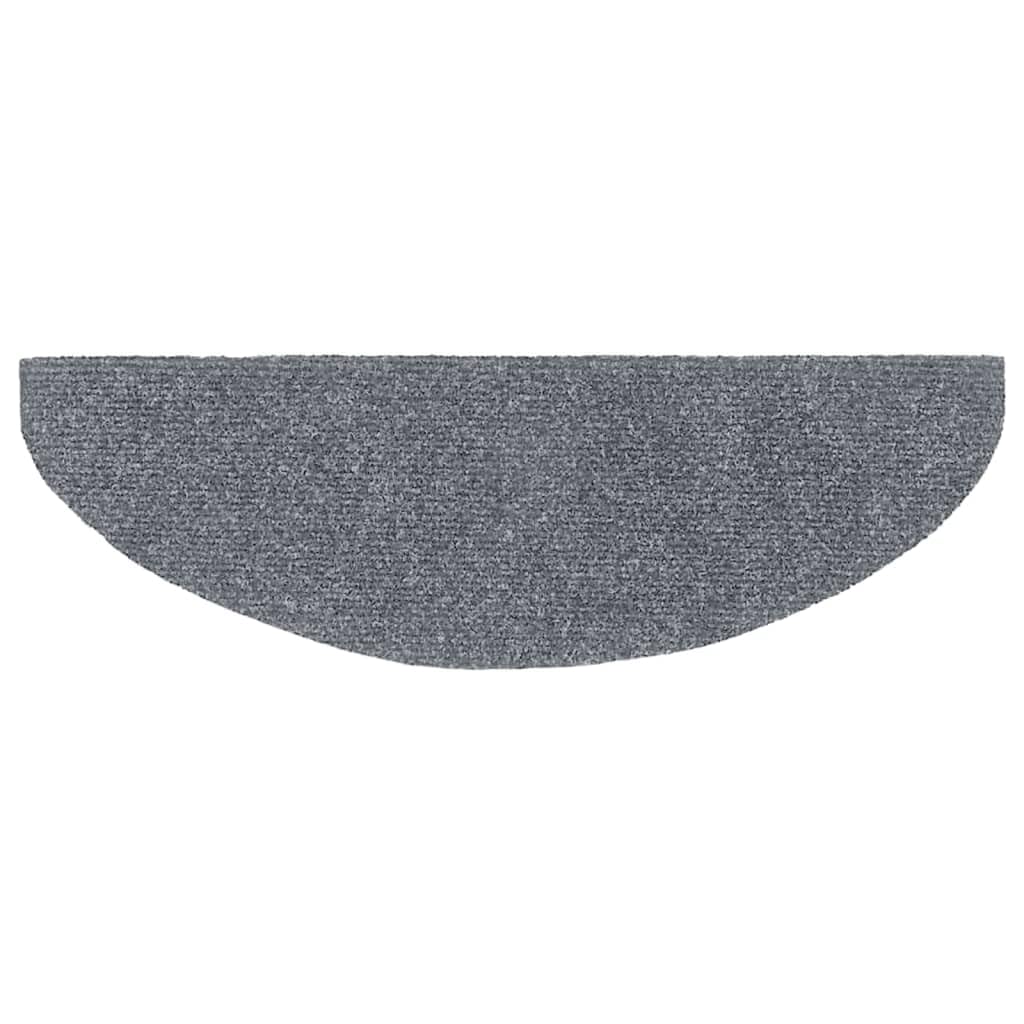 Lot de 5 tapis d'escalier autocollants - 65 x 21 x 4 cm - Gris clair - Semi-circulaires - En polypropylène - Antidérapant - Avec bandes adhésives - Protection d'escalier pour escalier en bois