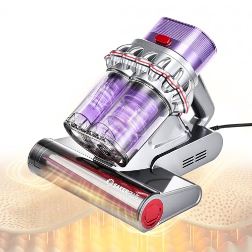SakerPlus Mattress Vacuum Cleaner Bed Vacuum with Smart Dust Sensor Strong Suction Dual Dust Cup and Washable Rolling Brush for Bed Mattress Sofa Couch and Pet Hair