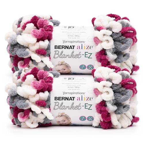 Bernat Alize Blanket Claret Storm Yarn - 2 Pack of 180g/6.4 oz - 100% Polyester - #7 Jumbo - 18 Yards - Chunky Yarn for Hand Knitting/Crochet