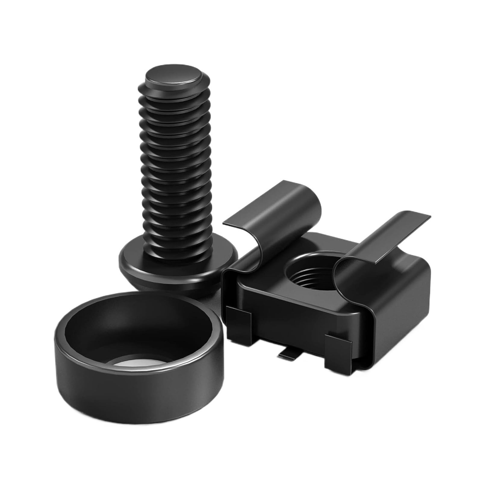 50 PACK M6 X 16mm Rack Mount Cage Nuts, Screws And Washers For Server Cabinet, Shelves, Routers(Black)