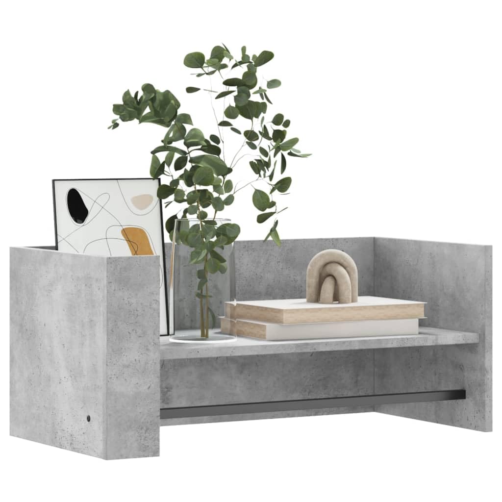 Wandregal Betongrau 70,5x35x30,5 cm Holzwerkstoff Schweberegal mit Hängestange für Wohnzimmer Bad und Küche