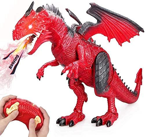 Baztoy Dinosaurios Teledirigido, Juguetes Grande RC Dragón Robot con Rugido, Rociar, Movimiento y Luz Animales Radiocontrol, Juegos Niñas 3 4 5 6 7-12 Años Educativos Regalos Cumpleaños Navidad