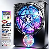 3000W Car Subwoofer, Under Seat Subwoofers With Amp, Full-Range Powered Subwoofer with Built-in Class D Amplifier, Touch Control, Physical Switch Color-Changing Pulsating LED Ambient Lighting subs