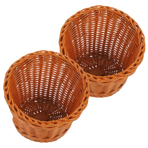 2pcs Rattan Fruit Basket Snacks Container Household Food Holder Kitchen Gadget Bread Baskets Serving Baskets Storage Baskets Handwoven Basket Kitchen Container Storage Organizer