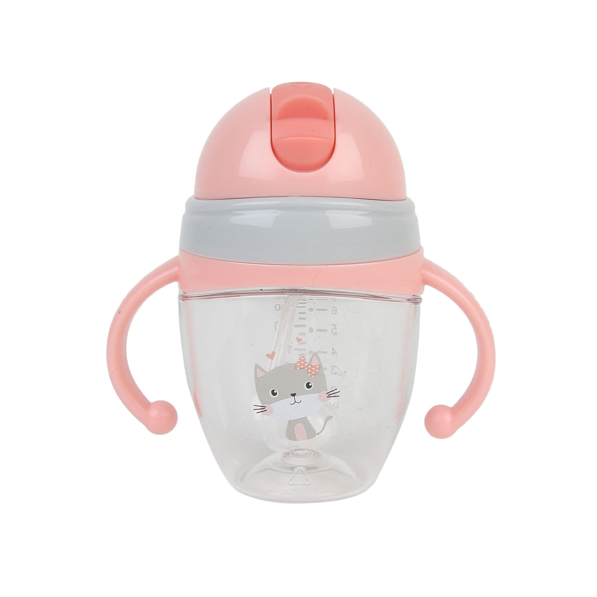 GUCHIGU Bite Resistant Soft Silicone Straw Sipper Cup with Handle for Babies, with Weighted Straw, Sippy Cup with Anti Spill Lock, BPA Free, 6m+, 240 ml (SB2062A, Blue)-picture-1
