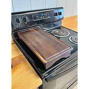 Half Wooden Stove Top Cover/Noodle Board Stove Cover Cutting Board – Wood Stove Covers with for Gas stove top and Electric – Gas Stove Cover Board/Over the Stove Cutting Board (Walnut)