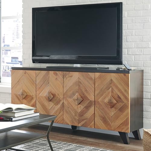 Image of Signature Design by Ashley Robin Ridge Modern Wood Accent Cabinet or TV Stand, Brown & Black