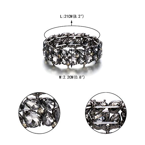EVER FAITH Women's Wedding Party Jewelry Austrian Crystal 2 Layer Teardrop Stretch Bracelet for Her4