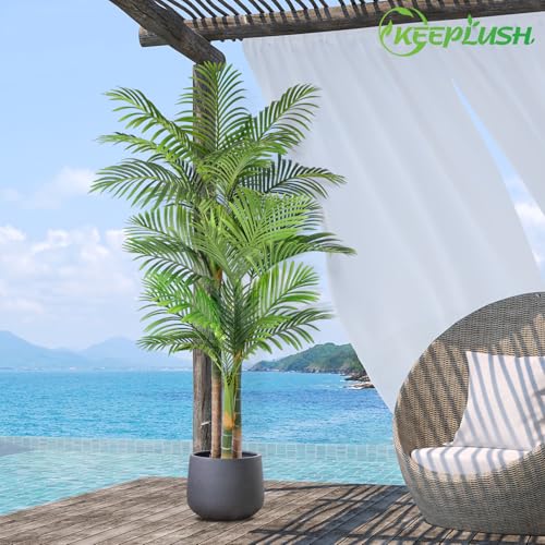 Image of 6ft Triple Golden Cane Palm Artificial Tree 180cm, Large UV-Resistant Tropical Palm Fake Plant Big Size, Perfect for Indoor or Outdoor, Ideal for House Living Room Patio or Office Decor