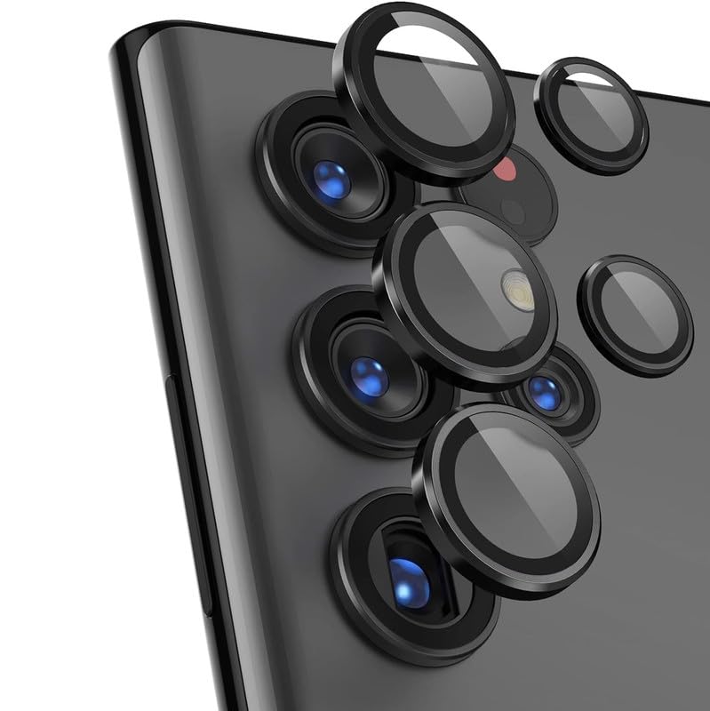 Image of Skinomi Camera Lens Protector Compatible with Samsung Galaxy S24 ultra 5G [Anti-Scratch] Premium Tempered Glass Film Aluminum Alloy Lens Ring Cover - Titanium Black