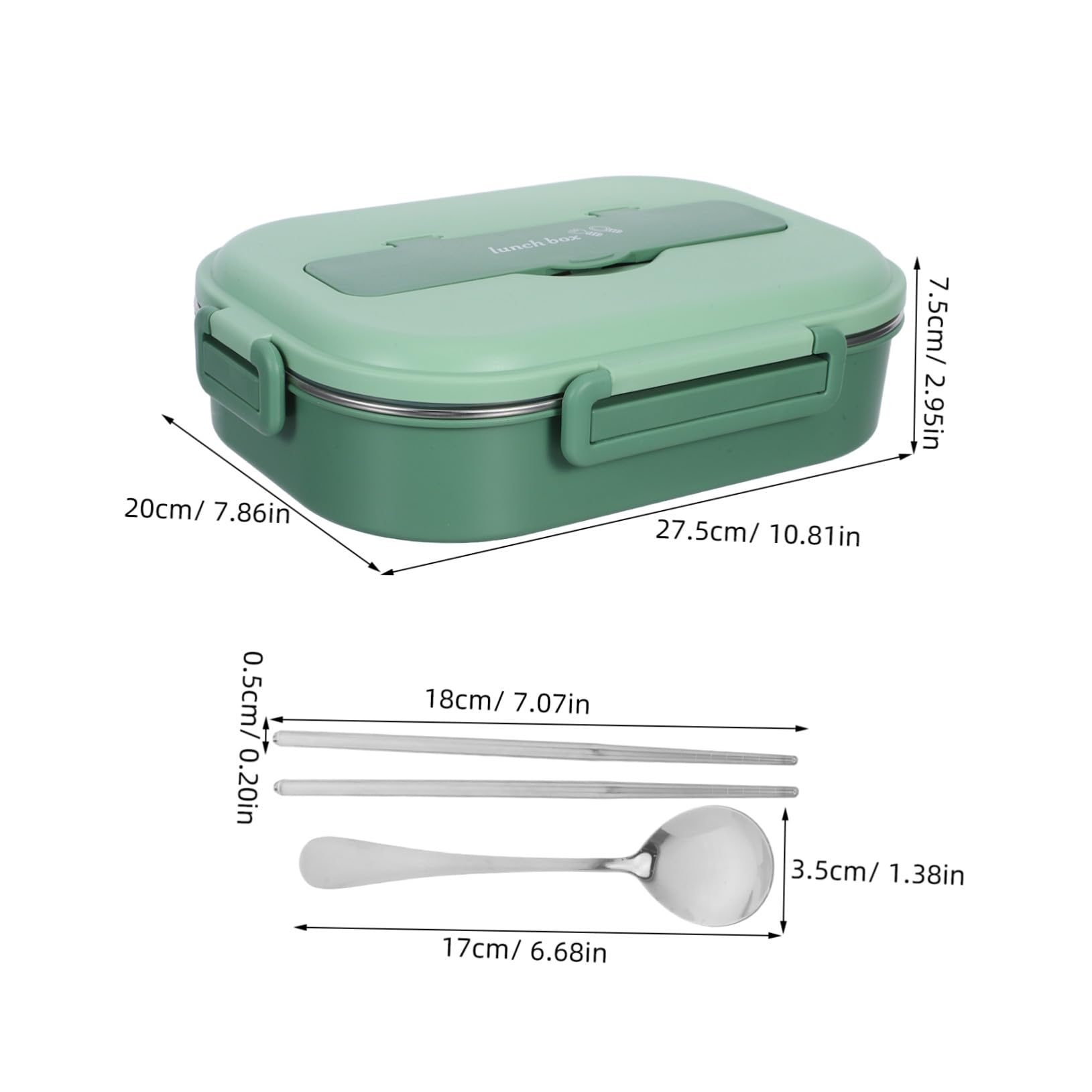 Alipis Bento Lunch Box in Acciaio Inox 1500ml 4 Scomparti | Verde, Set 1 Pezzo con Ciotola per Zuppa e Posate, per Scuola e Gite Lunghe