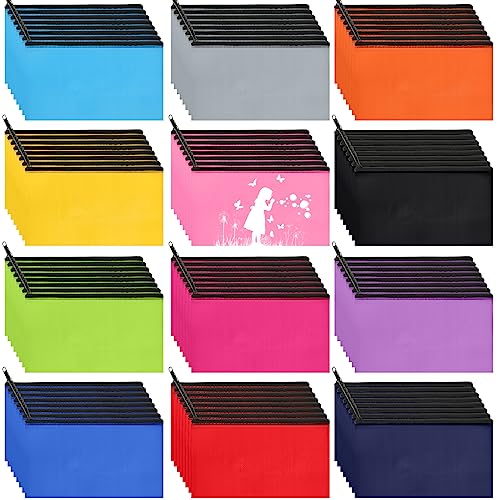 Image of Sherr 96 Pcs Pencil Pouch Bulk Zipper Pouch Pencil Case 8.3 x 4.7 Inch Multipurpose Makeup Cosmetic Bag for Organizing Storage Office Supplies Travel Accessories Stationery 12 Colors