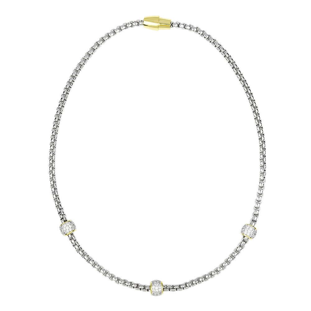 BIJOUX BOBBIPave CZ Barrels on Box Chain Jewellery Necklace