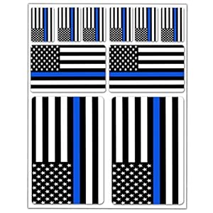 Biomar Labs 10 x PVC Autocollant Voiture Auto Moto Drapeau National USA Etats Unis Thin Blue Line Flag D 37