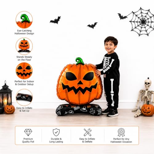 Image of AMFIN Halloween Pumpkin Jack O Lantern Foil Balloon Decoration