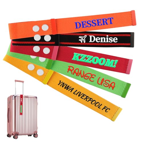 Personalized Luggage Straps, Custom Travel Belt with Embroidered Name Text, Adjustable Suitcase Straps with Quick Release Buckle, Travel Accessories Gifts for Frequent Flyers (12 Colors)