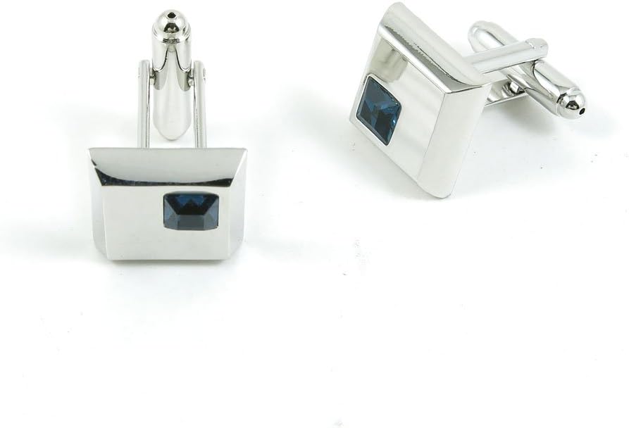 Cufflinks Cuff Links Fashion Mens Boys Jewelry Wedding Party Favors Gift FPO083 Blue Zircon Silver Square