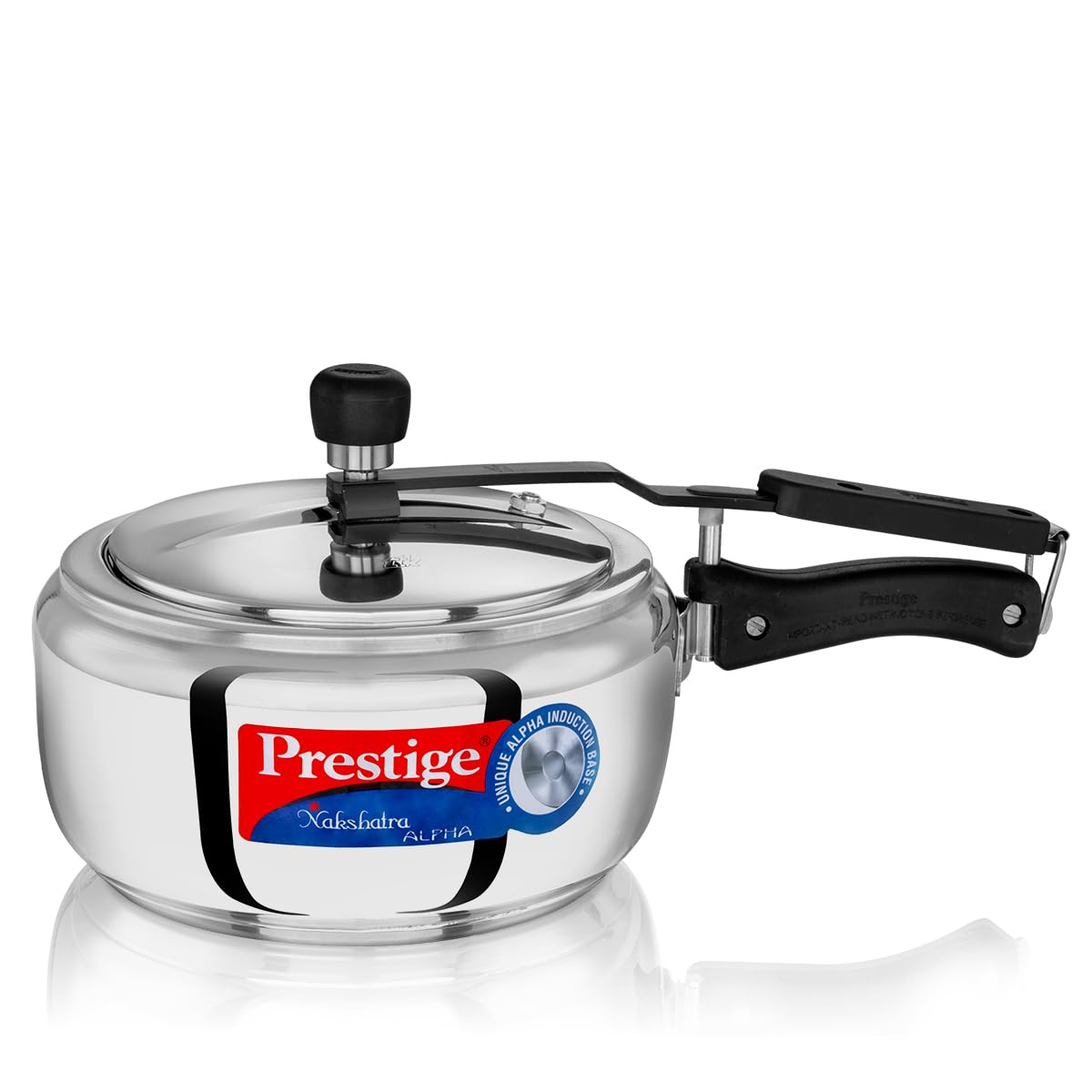 3.5L Stainless Steel Nakshatra Alpha Innerlid Pressure Cooker|Triply bottom for even heating|Gas Compatible|Metallic Safety Plug|5 years warranty|ISI Certified