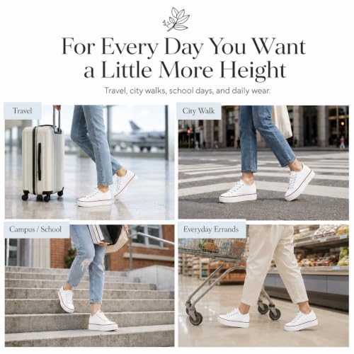 Image of REFRASE LIFE Womens Platform Sneakers with Wedge 3 Inches Height Boost Hidden Heel Shoes, Casual Height Increase Walking Fashion Shoes for Women and Girls