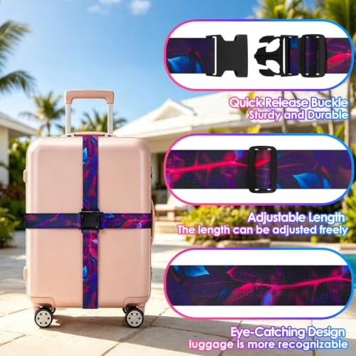 Image of Gutsdoor 2 Pack Luggage Straps for Suitcases, Adjustable Travel Belt, Suitcase Straps with Dual Lock, Quick Release, Over Handle, Luggage Connector Straps & Bright Luggage Belt. (Midnight Leaf)