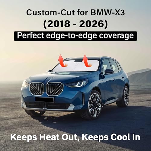 Image of EcoNour Windshield Sunshade Compatible for BMW X3 2018-2024, 2025, 2026 Including sDrive30i, xDrive30i, M40i, and Hybrid Trims, Sun Visor for Front Window Sun Shade Cover, Car Accessories