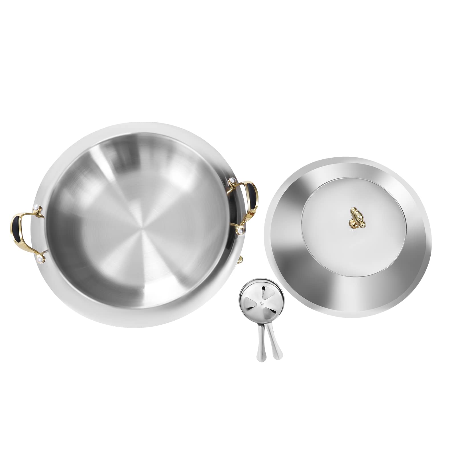 Chafing Dish in acciaio inox, rotondo, durevole, con coperchio e porta combustibile, per cucina, feste, cibo, buffet, senza acqua