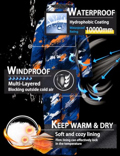 Image of GEMYSE Kids One Pieces Ski Suits Jumpsuits Boys Girls' Winter Outdoor Snowboarding Waterproof Snowsuits