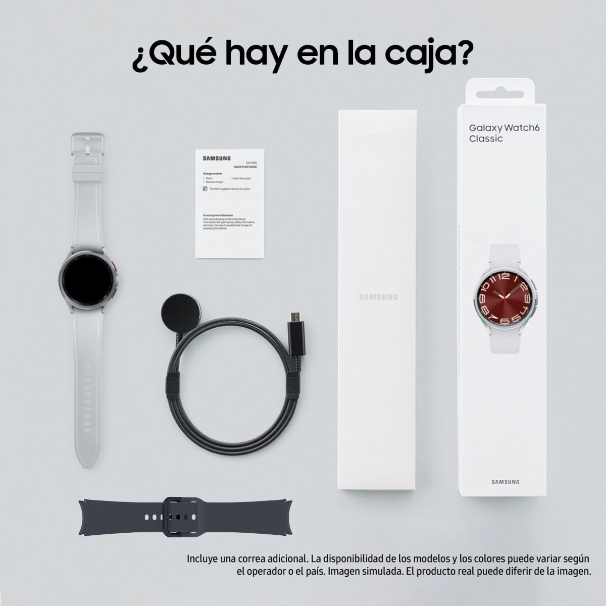 Samsung Galaxy Watch6 Classic 4G LTE, 43 mm + Correa de recambio - Smartwatch, Control de Salud, Seguimiento Deportivo, Batería de Carga Rápida, Plateado (Versión Española)