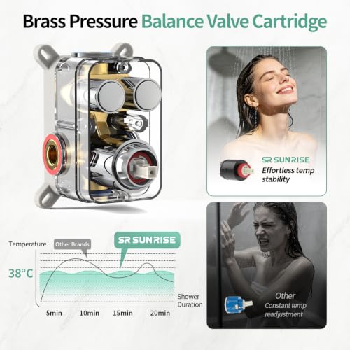 Image of SR SUN RISE 10 inch Shower Faucet Set with Shower Slide Bar,Polished Chrome