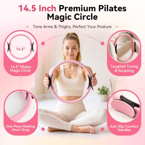 POVAVCX 24 PCS At Home Pilates Kit for Women, Pilates Equipment with 14.5" Pilates Ring and Ball, Ankle Weights, Bands, Slider, Stretch Ring, Grip Socks, Pilates Set Essentials for Starter Workouts - image 2