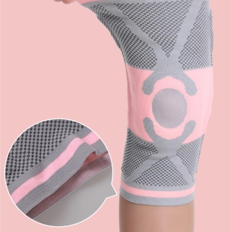Exercise, Protection Spring Strip Support Silicone Anti-Collision Sports Knee Pads with Breathable Pressure Protection for Fitness, Cycling, Running, Playing Football