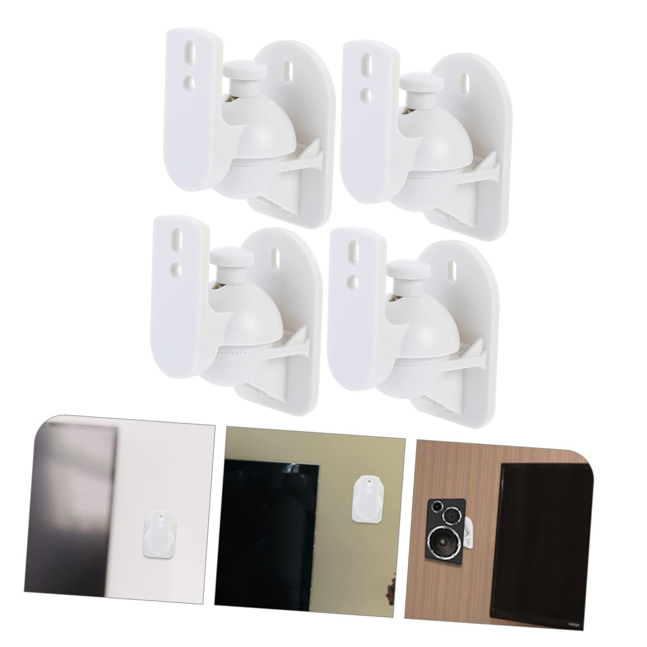 Tofficu 4 Pièces Support Mural pour Enceintes Rotatif de Support Ajustable pour Haut Parleurs Installation Facile Design Pratique et Durable pour Profiter Films