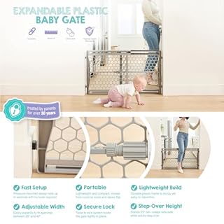 Regalo Easy Fit Plastic Adjustable Extra Wide Baby Gate, Award Winning Brand, 23 Inches Tall, Fits Openings Between 28 to 42 Inches, Pressure Mounted