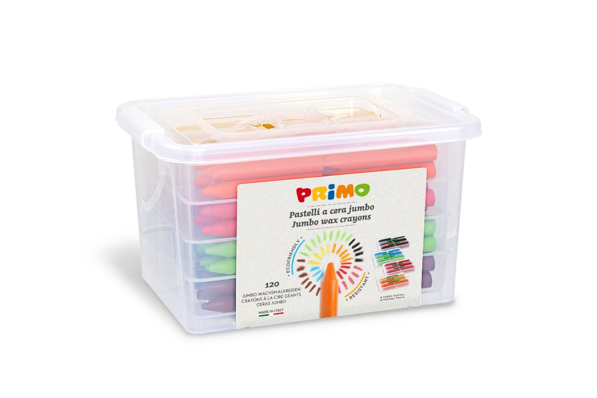 Crayons de cire jumbo à couleurs intenses en valisette de 120 pièces robustes