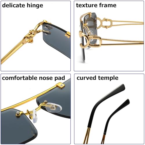 Image of JUDOO Rimless Rectangle Sunglasses for Men Women Fashion Hip hop Frameless Designer Shades Y2K Square Clear Glasses